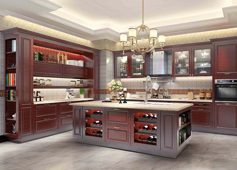 luxury cherry wood kitchen cabinet wholesale