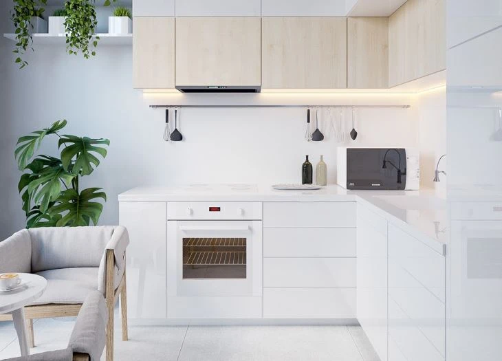 White Handleless Kitchen Cabinets