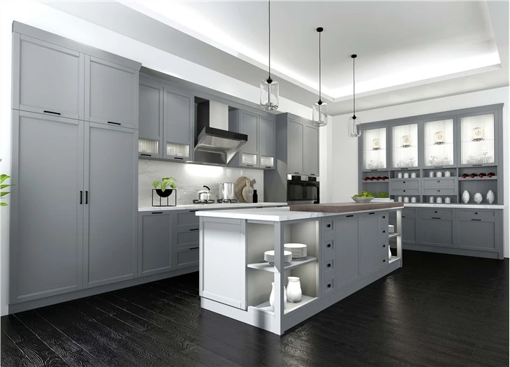 Kabinet dapur kayu pepejal kelabu